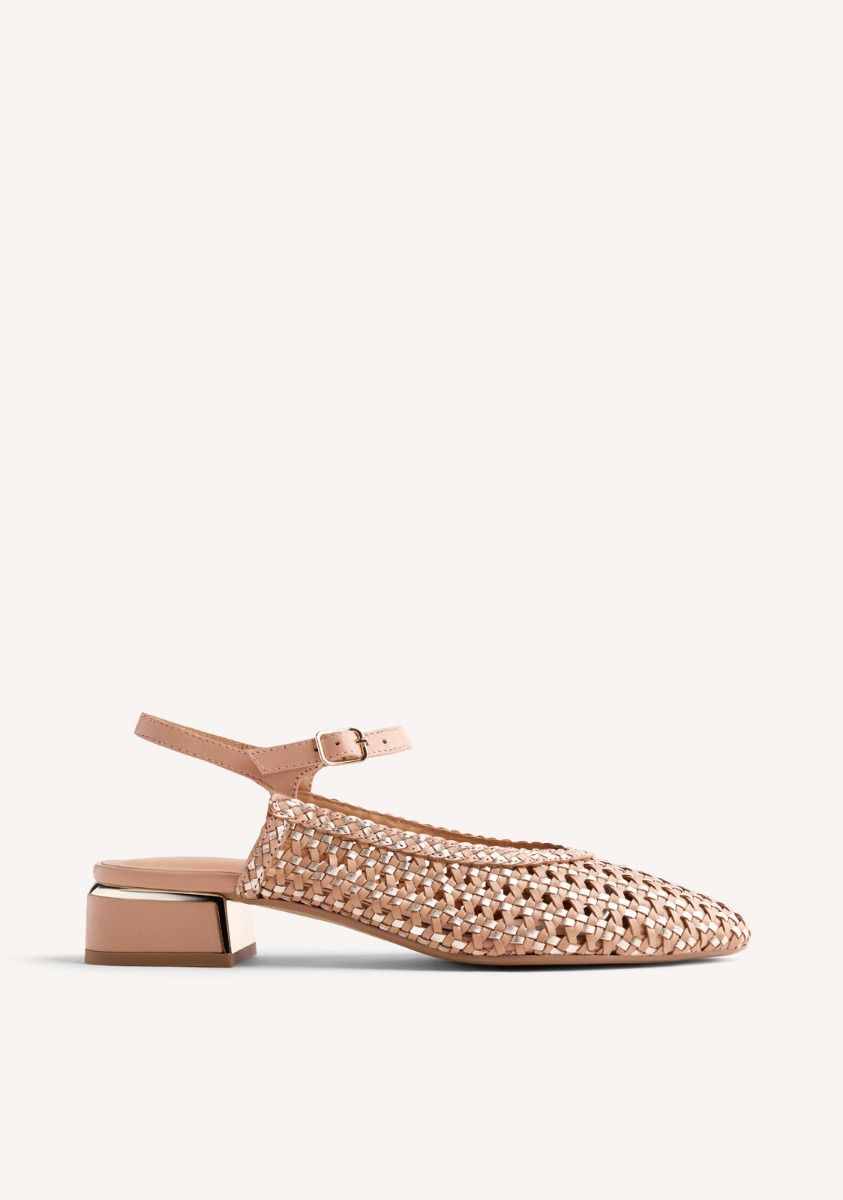 ZAPATOS TACÃN DESTALONADOS PIEL TRENZADA HOYT - NUDE