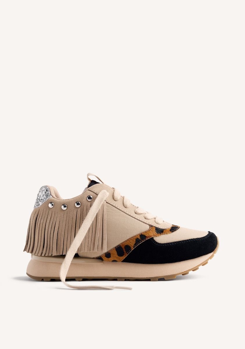 ZAPATILLAS PIEL FLECOS CUÃA BRICELYN - TAUPE