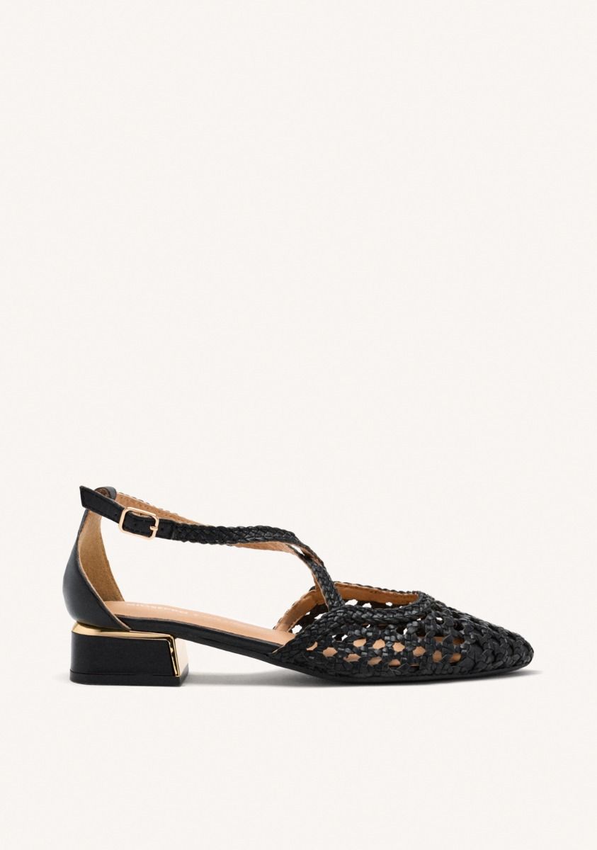BAILARINAS PIEL TRENZADA BRILLION - NEGRO