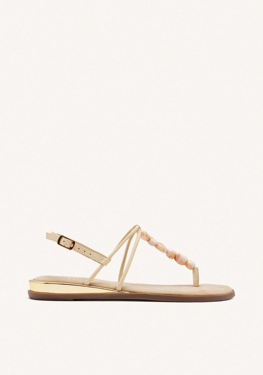 SANDALIAS GRIEGAS ABALORIOS PIEL MILLVILLE - OFF-WHITE