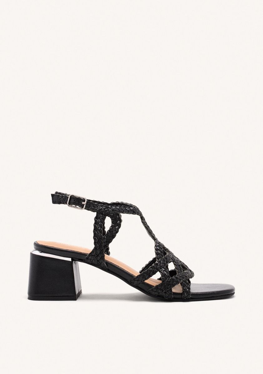 SANDALIAS PIEL TRENZADA CRESCENT - NEGRO