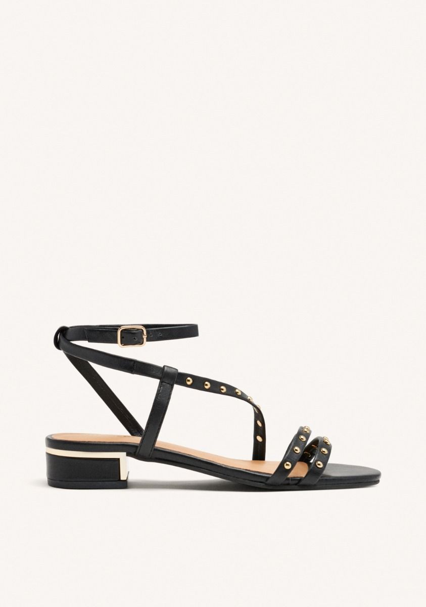 SANDALIAS PIEL TACÃN TACHAS BEALS - NEGRO