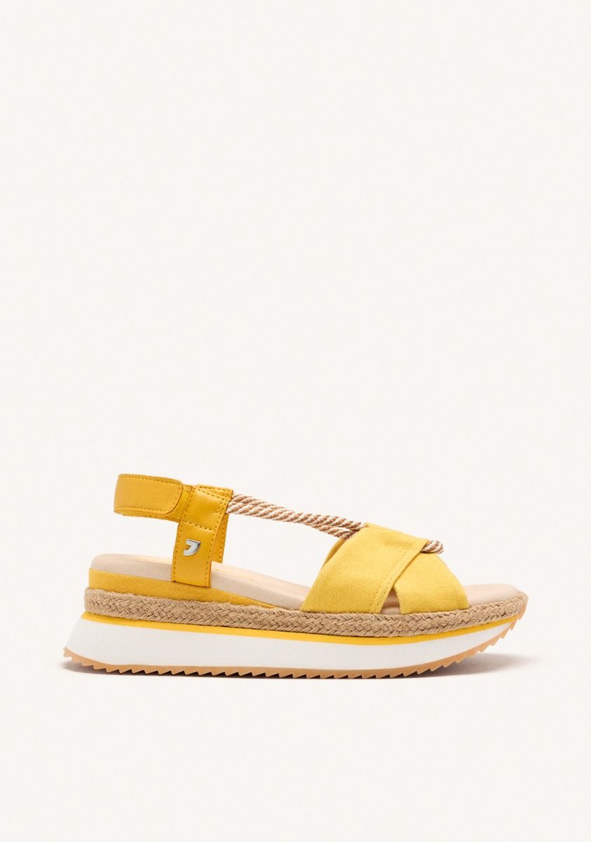 SANDALIAS DEPORTIVAS PLATAFORMA RAFIA IRONTON - MOSTAZA