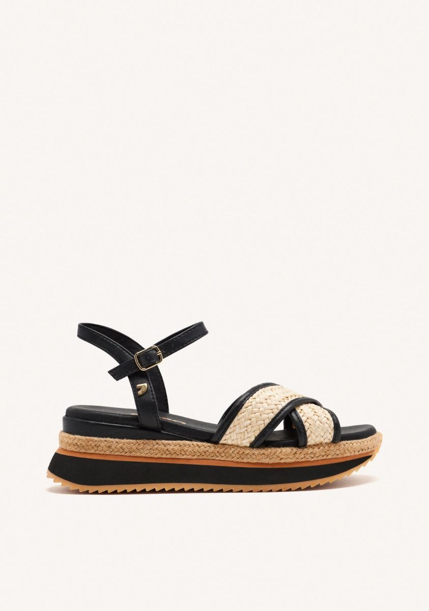 SANDALIAS PLATAFORMA RAFIA BOSCAWEN - NEGRO