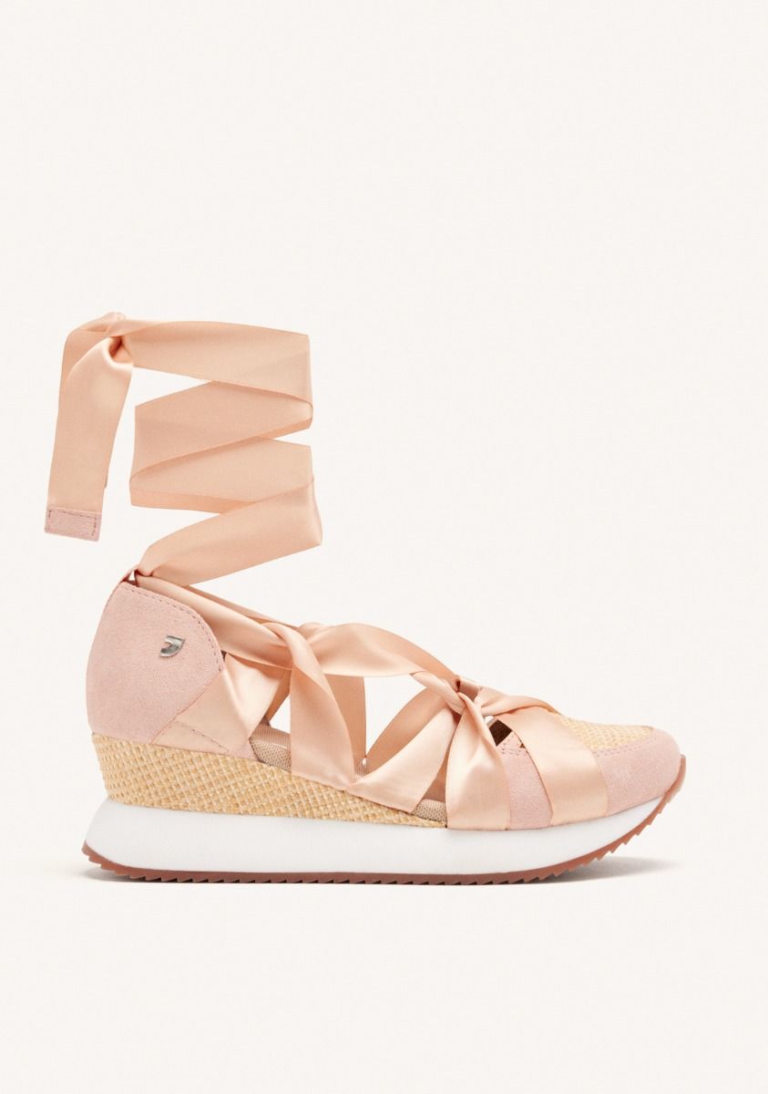ZAPATILLAS ABIERTAS PIEL CUÃA RAFIA CORNVILLE - ROSA