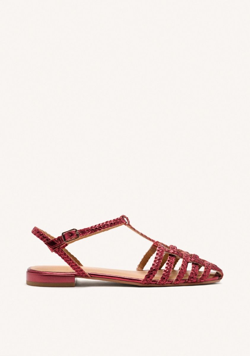 SANDALIAS CANGREJERAS PIEL TRENZADA DIGHTON - BURDEOS