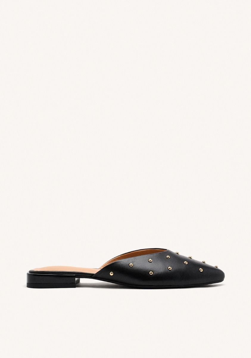 BABUCHAS TACHAS PIEL LANARK - NEGRO
