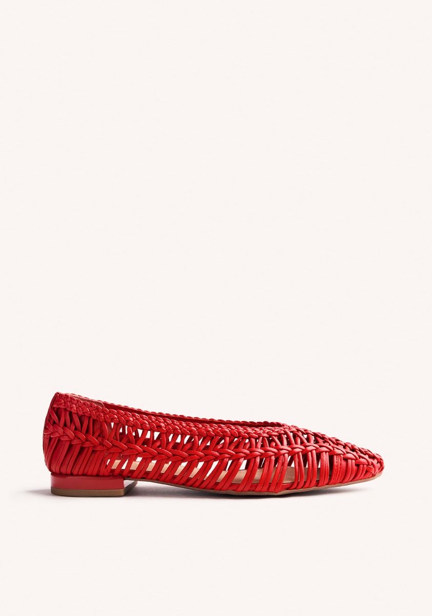 BAILARINAS PIEL TRENZADA FAYSTON - ROJO