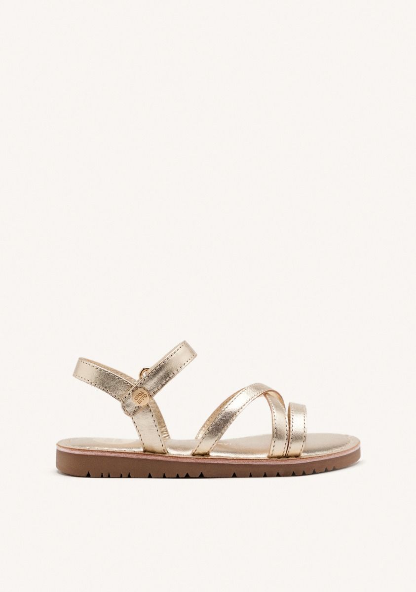 SANDALIAS TIRAS PIEL TOLLAND - PLATINO