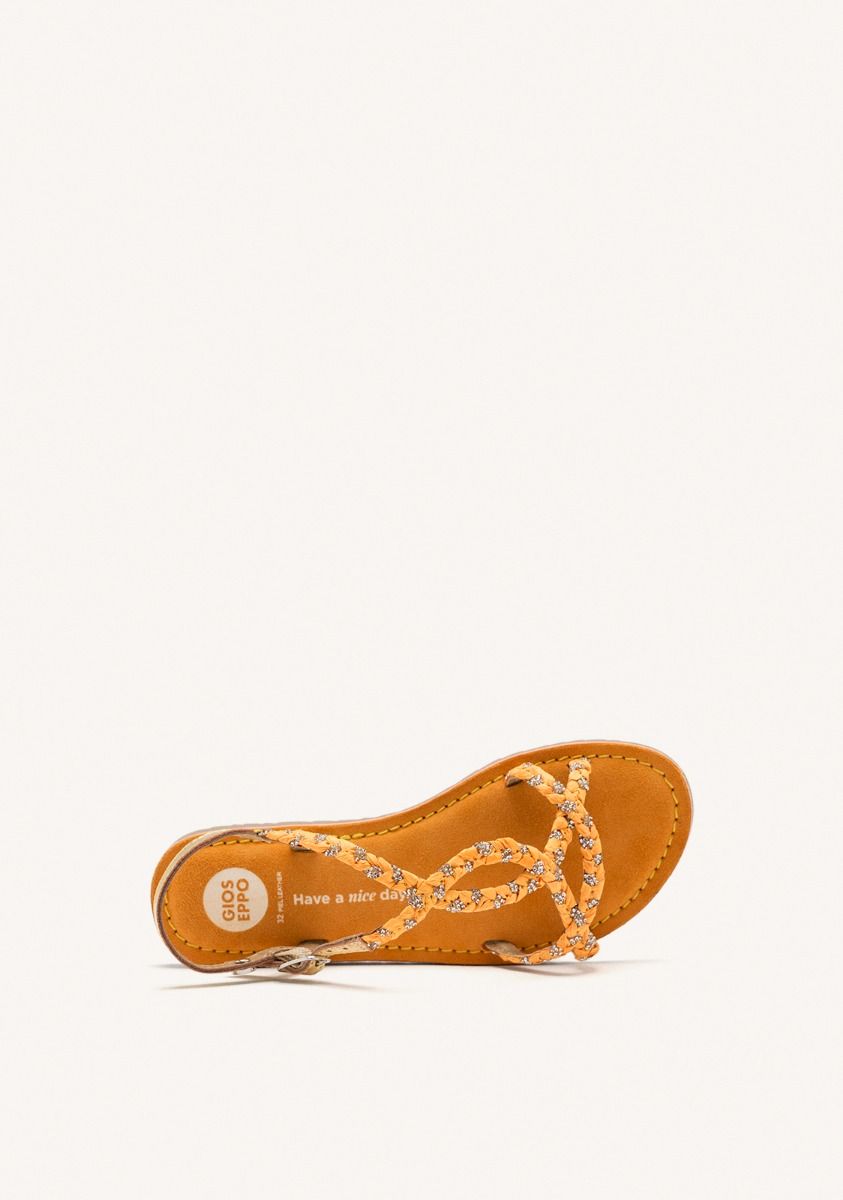 SANDALIAS PIEL, STRASS Y RAFIA WENHAM - MOSTAZA