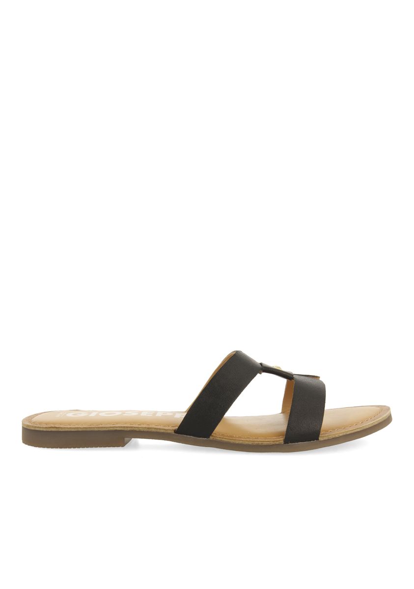 SANDALIAS NEGRAS DE PIEL TIPO PALA PARA MUJER - NEGRO