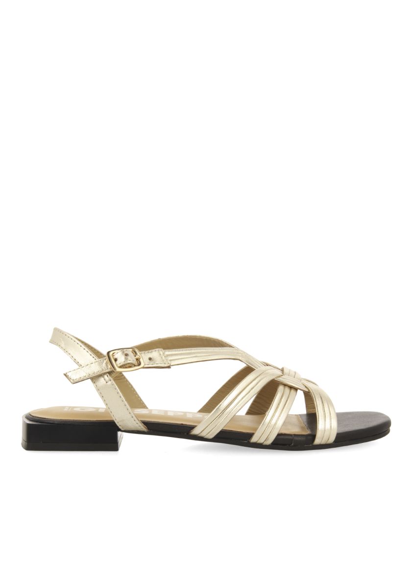 SANDALIAS DORADAS DE PIEL PARA MUJER - ORO