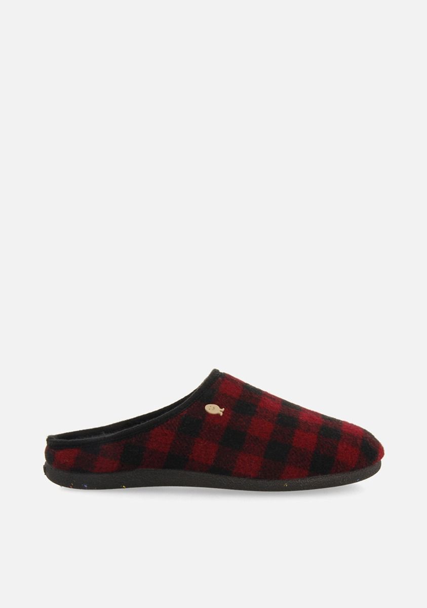 ZAPATILLAS DE CASA ESTAMPADO CUADROS SAVANNAH - BURDEOS