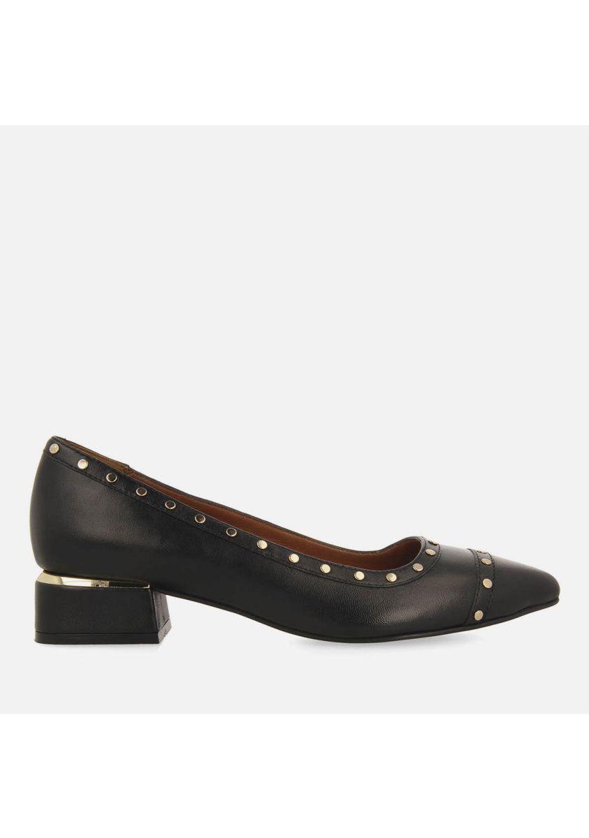ZAPATOS DE SALÃN TACHUELAS PIEL MOSEDE - NEGRO